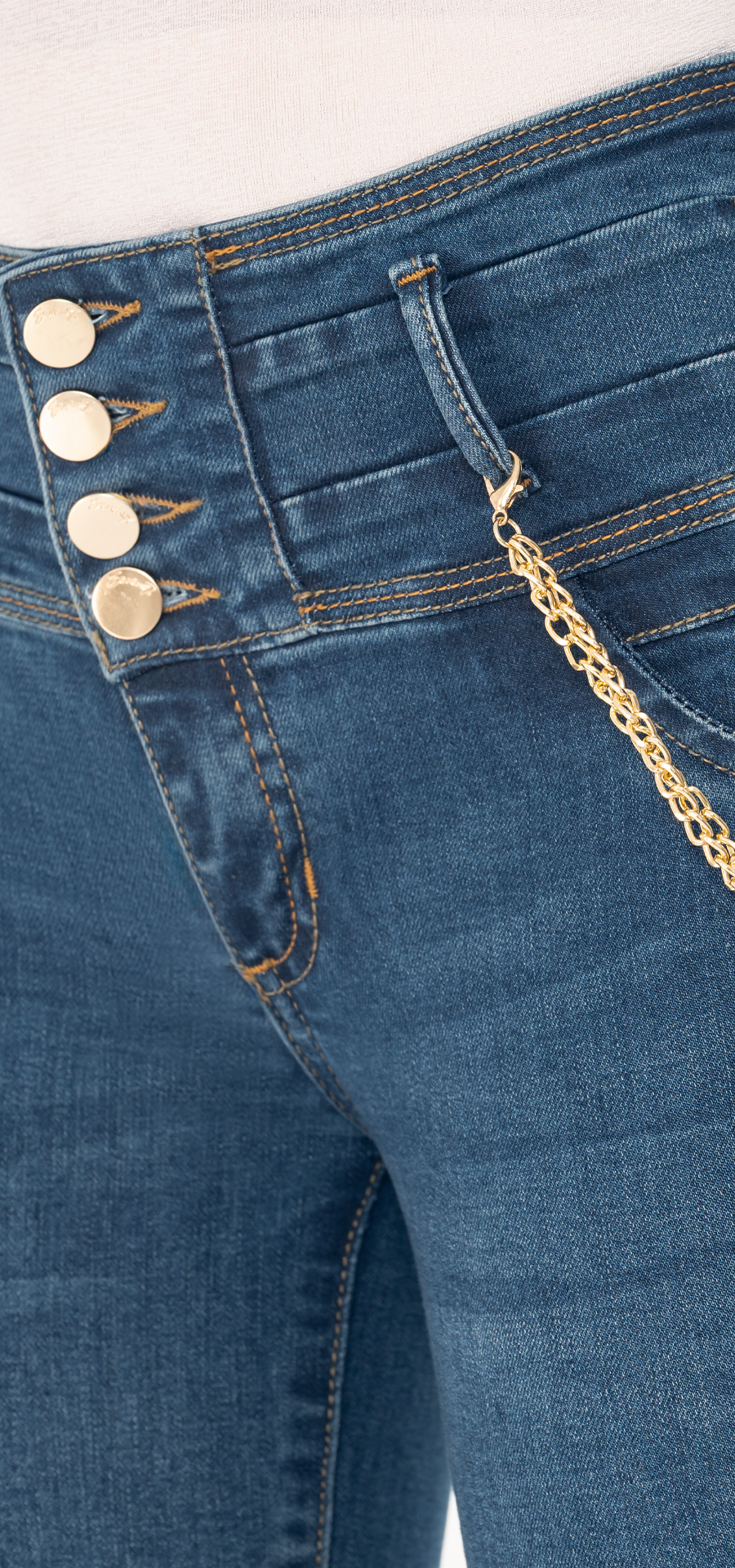 Ref. 700-1795 Jeans bota tubo. Pretina alta control abdomen. Tono azul medio
