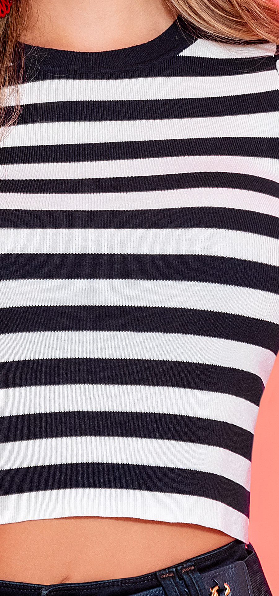 Ref. M-234 Semi-fitted blouse in blue striped tone