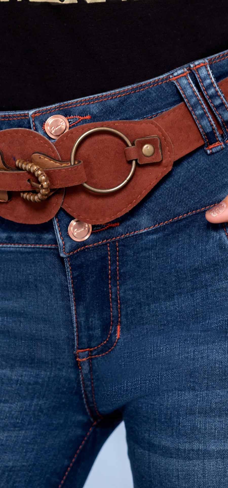 Ref. 700-1533 Slim-leg jeans. High waist tummy control. Medium blue wash