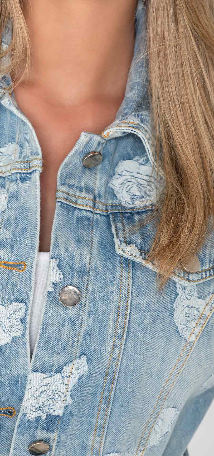 Ref. V-071 Maxi chaleco en denim tipo jacquard.