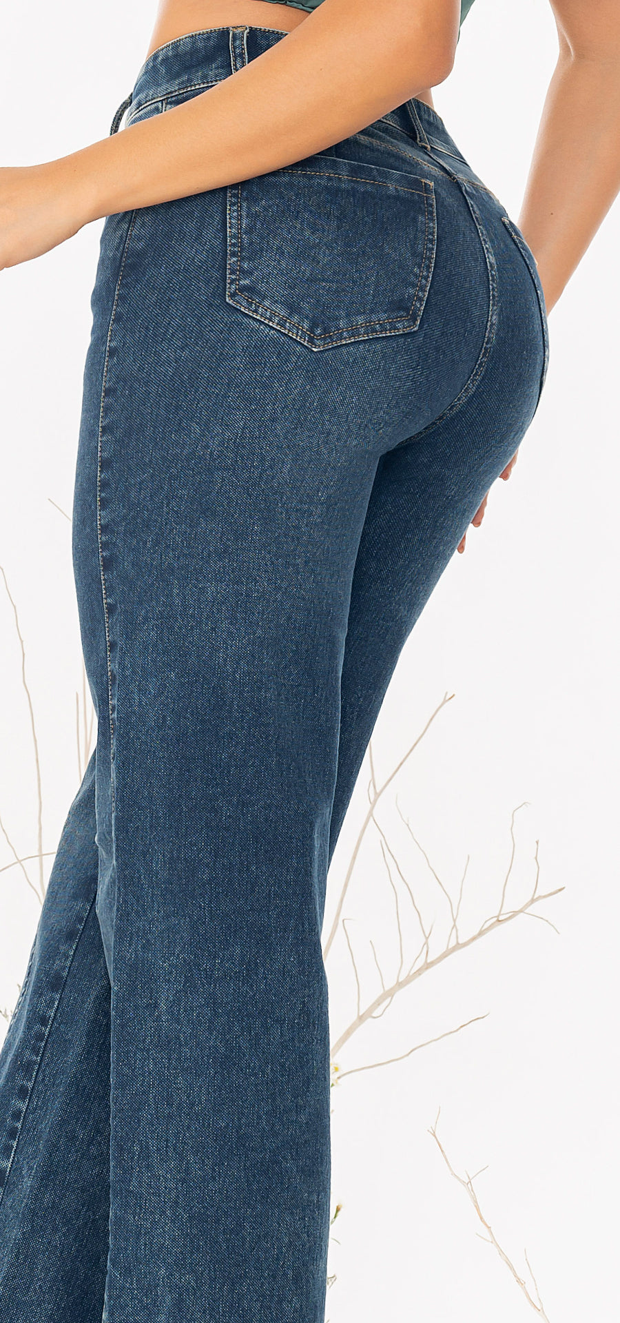 Ref. 700-1809 Jeans palazzo. Tiro alto 1 botón. azul medio