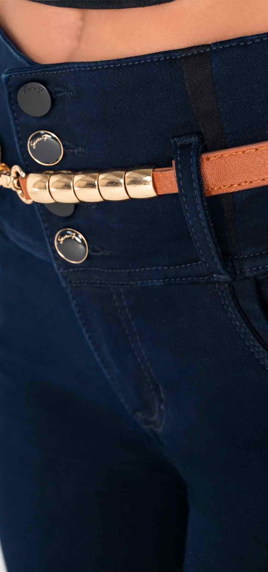 Ref. 700-1817 Jeans bota tubo. Pretina alta control abdomen. Tono azul oscuro