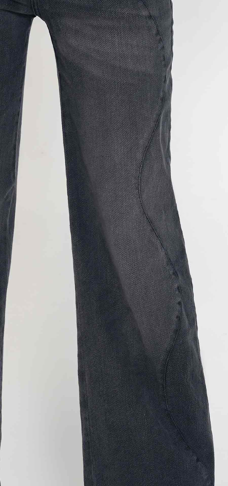 Ref. 700-1820 Jeans palazzo. Tiro alto 1 botón. gris medio oscuro