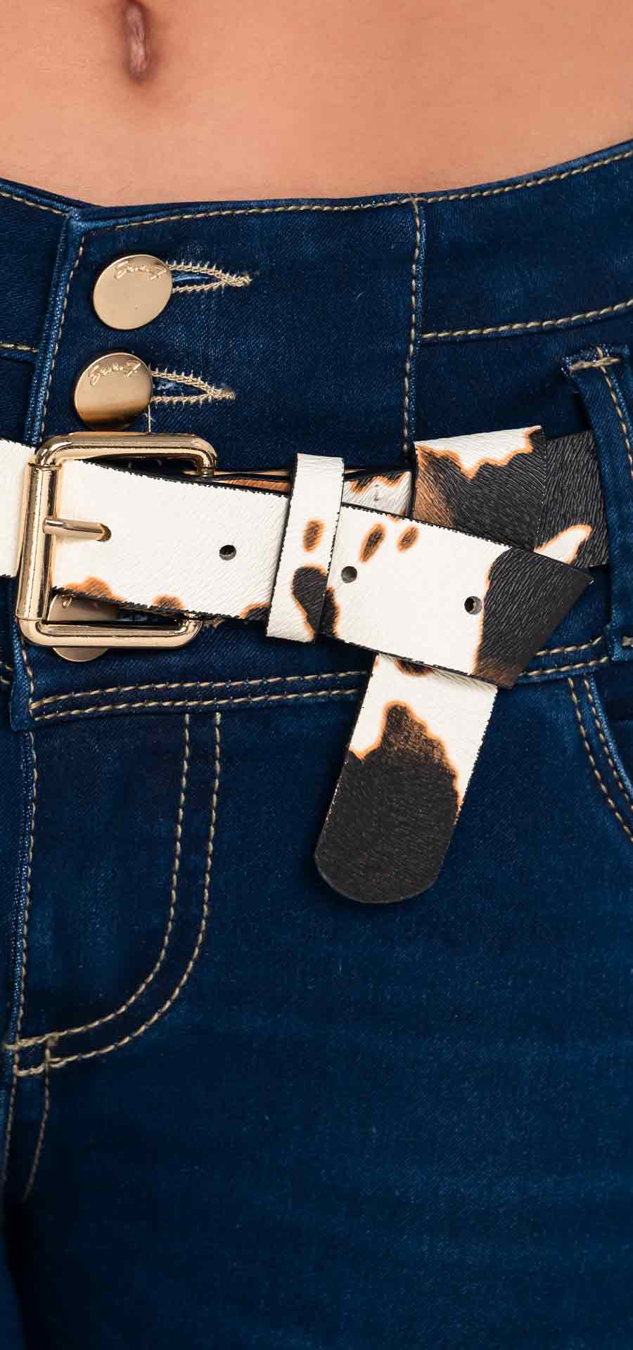 Ref. 700-1836 Jeans bota recta. Pretina alta control abdomen. Tono azul medio oscuro