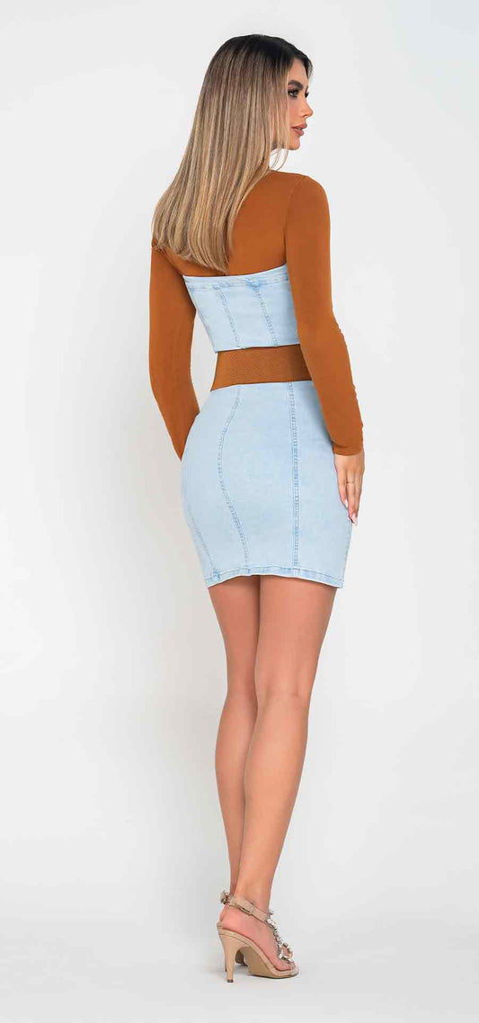 Ref. 700-1847 Vestido en denim ajustado.