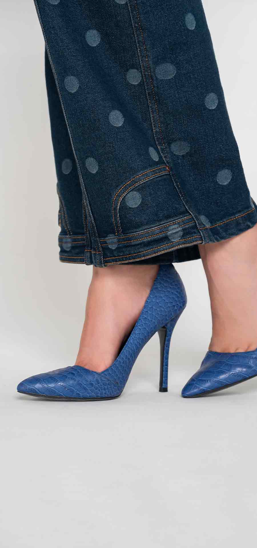 Ref. 700-1850 Jeans palazzo. Tiro alto 1 botón. azul medio