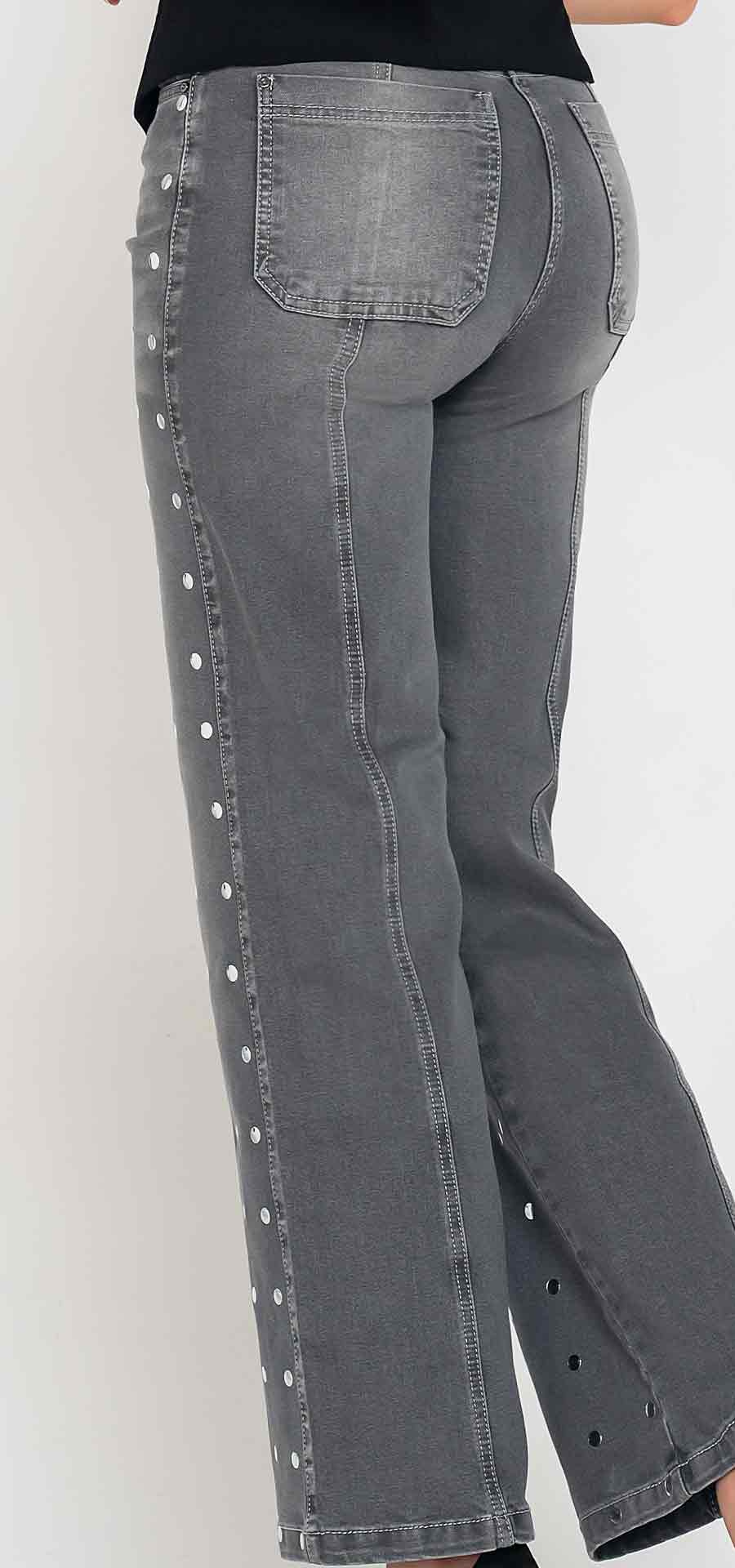 Ref. 700-1853 Jeans palazzo. Tiro alto 1 botón. gris claro