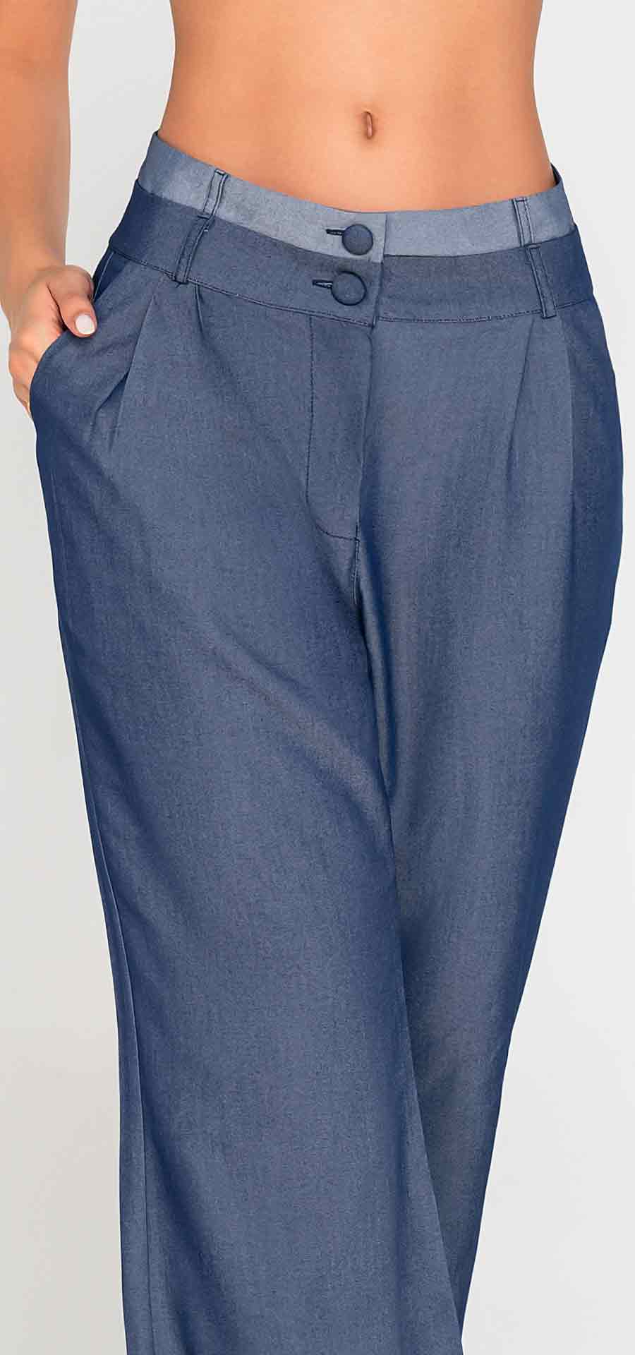 Ref. R-035 Pantalón Palazzo. Tiro alto 1 botón. Tencel liviano.