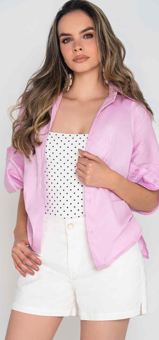 Ref. R-022 Blusa amplia licrada. Tono Rosado