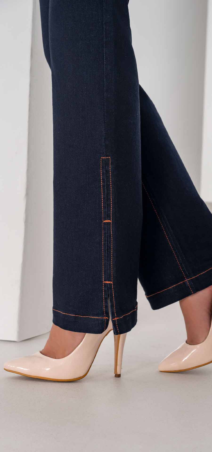 Ref. 700-1768-MAY Jeans bota recta. Pretina alta control abdomen. Tono azul oscuro