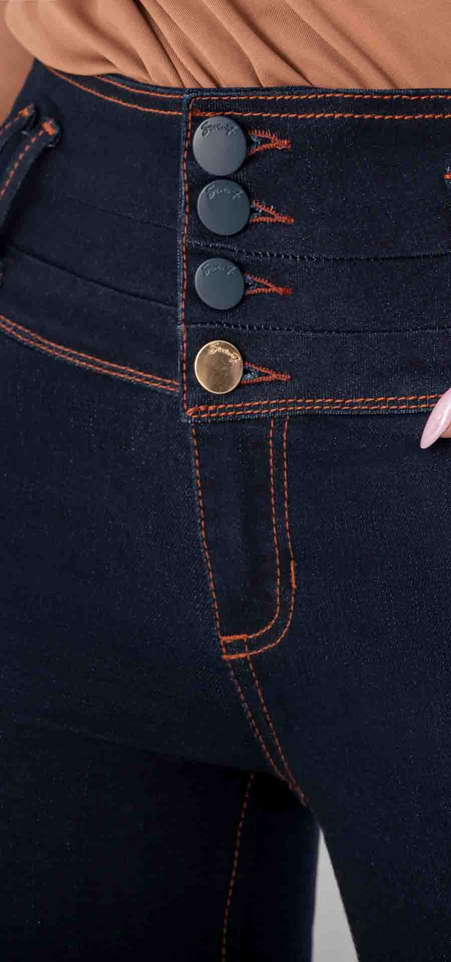 Ref. 700-1768-MAY Jeans bota recta. Pretina alta control abdomen. Tono azul oscuro