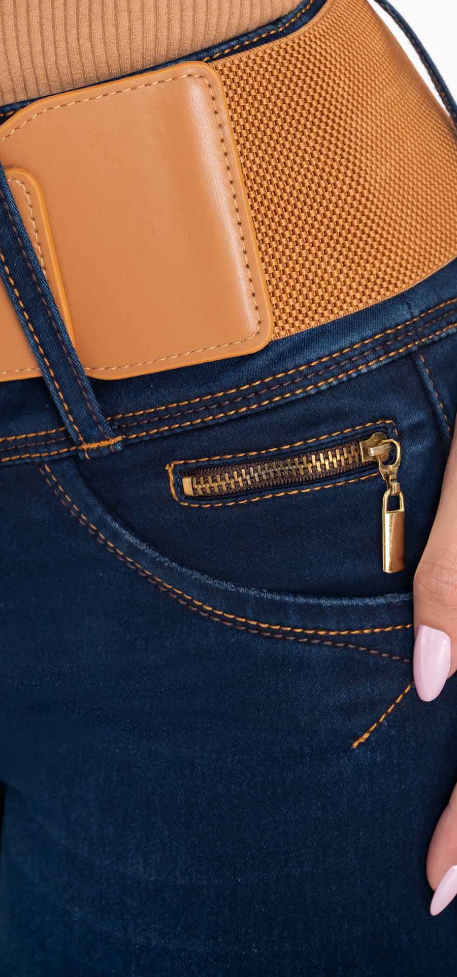 Ref. 700-1754-MAY Jeans bota recta. Pretina alta control abdomen. Tono azul medio oscuro