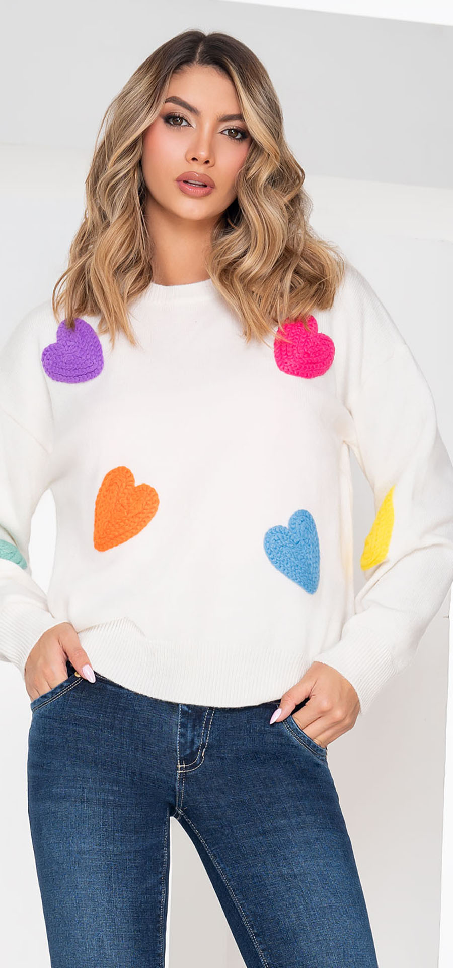 Ref. V-040-MAY Buzo con tela tejida. Tono crudo