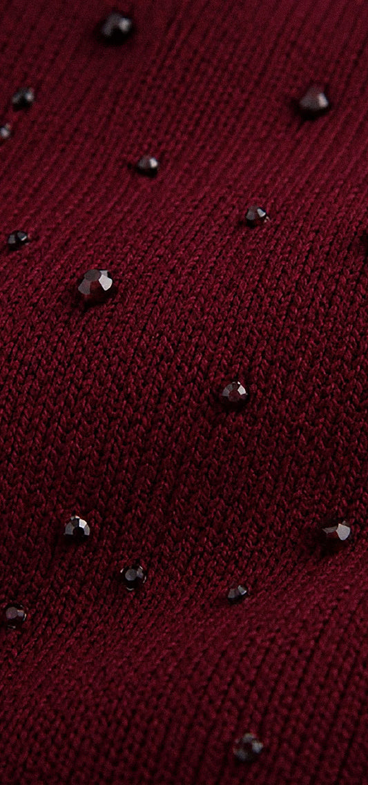 Blusa tejida manga sisa. Tono vino tinto. Ref. V-051